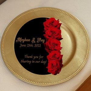 30 Red Roses Cut Out Menus | Charger Insert | Wedding Reception Decorations